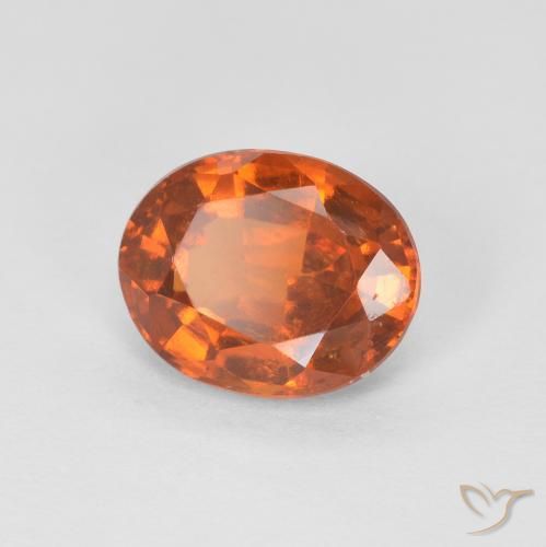 1.56 ct Orange Hessonite Garnet Stone, Natural Hessonite Garnet in Oval Facet Shape for Sale