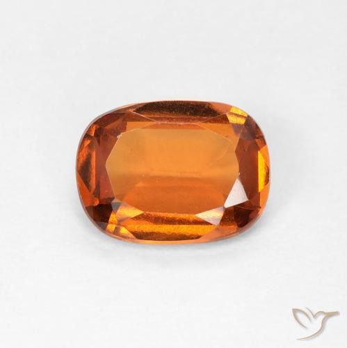 1.37ct Natural Yellowish Orange Hessonite Garnet, Cushion, VVS-VS