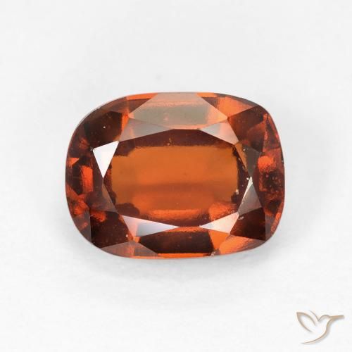 2.60ct Natural Reddish Orange Hessonite Garnet, Cushion, VVS-VS