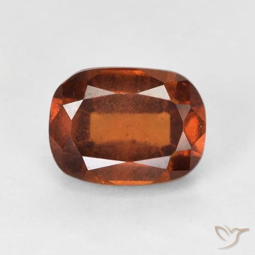 2.29ct Natural Medium Orange Hessonite Garnet, Cushion, VS-SI