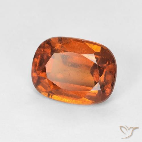 1.75ct Natural Deep Orange Hessonite Garnet, Cushion, VS