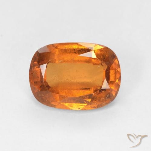 1.55ct Natural Medium Orange Hessonite Garnet, Cushion, VS-SI