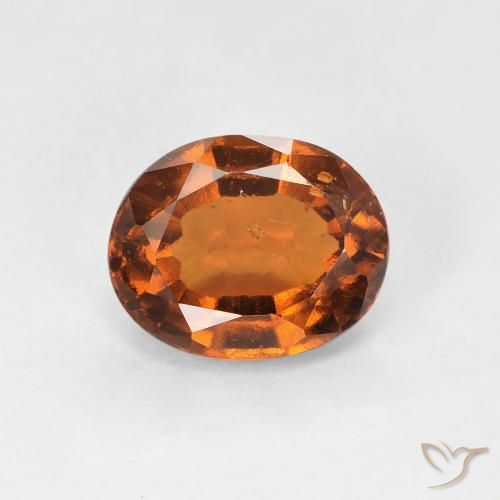 1.55ct Natural Dark Orange Hessonite Garnet, Oval, VS
