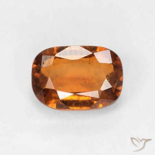 1.25ct Natural Medium Orange Hessonite Garnet, Cushion, VS-SI