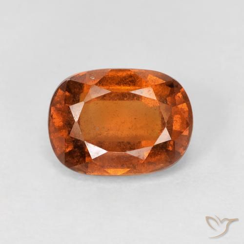 1.86ct Natural Medium Orange Hessonite Garnet, Cushion, VS-SI
