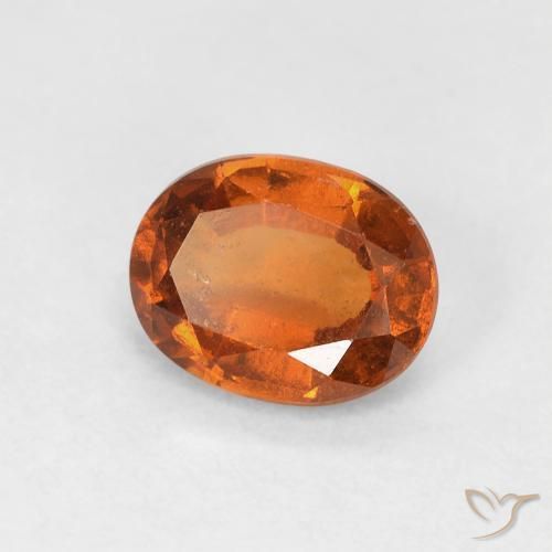 0.89 ct Orange Hessonite Garnet Stone, Natural Hessonite Garnet in Oval Facet Shape for Sale