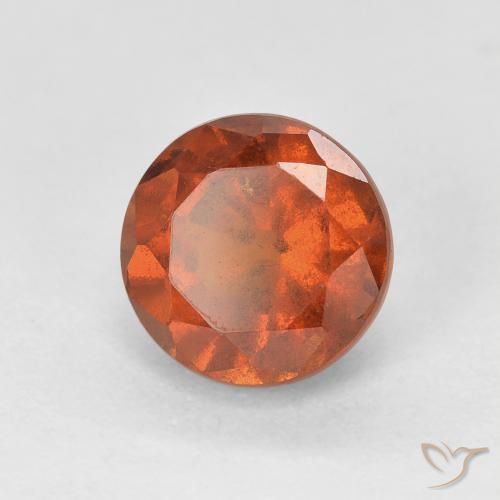 2.06 ct Orange Hessonite Garnet Stone, Natural Hessonite Garnet in Round Facet Shape for Sale