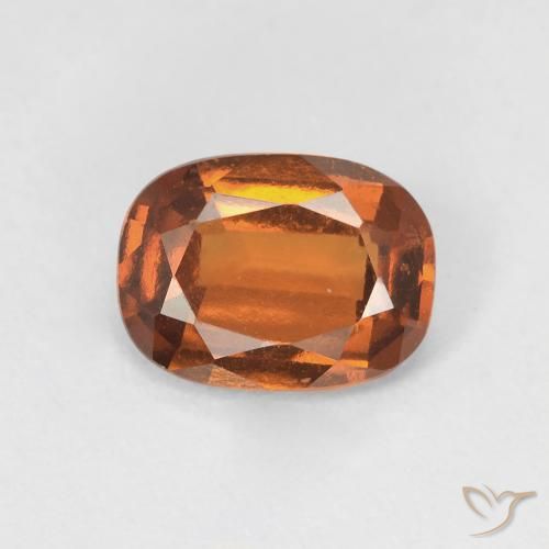 1.42 ct Orange Hessonite Garnet, 8 x 6 mm Cushion Cut From Madagascar, Photo A