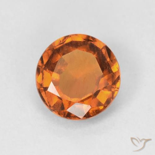 1.10ct Natural Medium Orange Hessonite Garnet, Round, VVS-VS