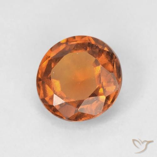 1.10 ct Orange Hessonite Garnet Stone, Natural Hessonite Garnet in Round Facet Shape for Sale