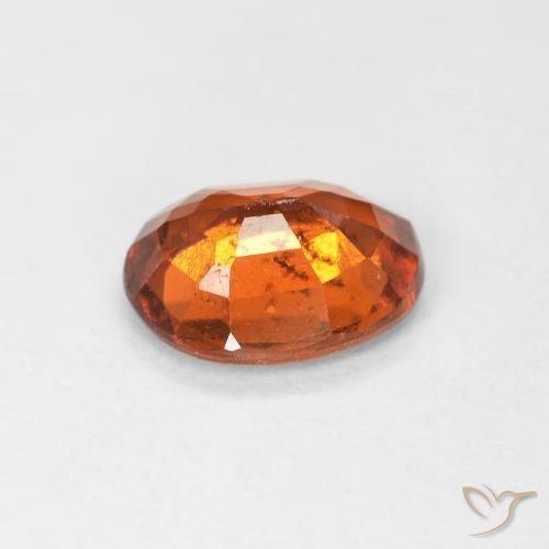 Hessonite Garnet Gemstone in 7.7 x 6.3 mm Size for Sale, Hessonite Garnet Stone in Medium Dark-Orange Color