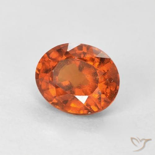 0.78 ct Orange Hessonite Garnet Stone, Natural Hessonite Garnet in Oval Facet Shape for Sale