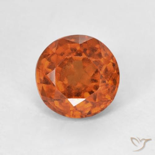 0.98ct Natural Amber Orange Hessonite Garnet, Round, VVS-VS