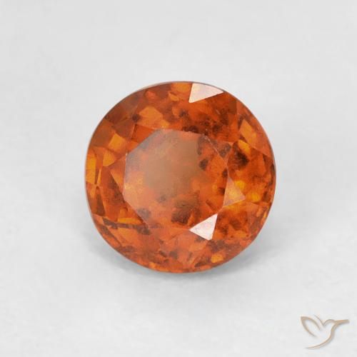 0.98 ct Orange Hessonite Garnet Stone, Natural Hessonite Garnet in Round Facet Shape for Sale