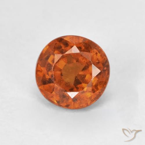 0.96 ct Orange Hessonite Garnet Gemstone, Hessonite Garnet Gem in Round Facet Shape for Sale.