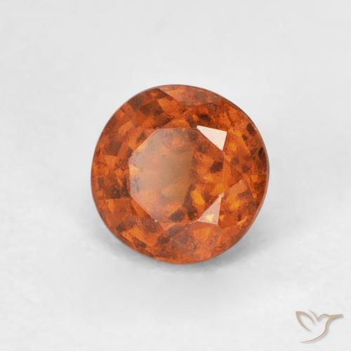 0.96 ct Orange Hessonite Garnet Stone, Natural Hessonite Garnet in Round Facet Shape for Sale