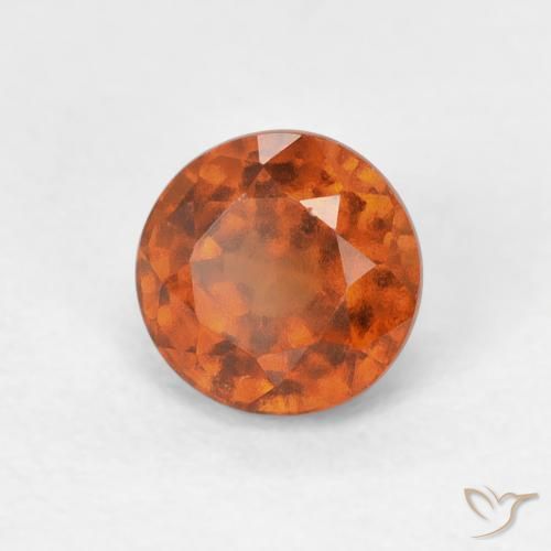 1.02 ct Orange Hessonite Garnet Stone, Natural Hessonite Garnet in Round Facet Shape for Sale