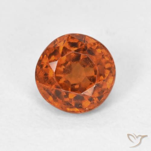 1.00ct Natural Amber Orange Hessonite Garnet, Round, VVS-VS