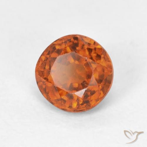 1.00 ct Orange Hessonite Garnet Stone, Natural Hessonite Garnet in Round Facet Shape for Sale