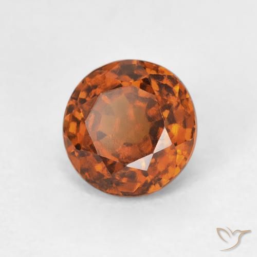 1.02 ct Orange Hessonite Garnet Stone, Natural Hessonite Garnet in Round Facet Shape for Sale