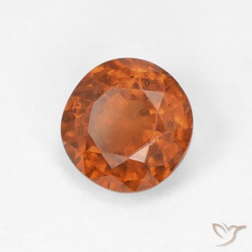 0.86 ct Orange Hessonite Garnet Stone, Natural Hessonite Garnet in Round Facet Shape for Sale