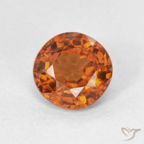 0.95ct Natural Medium Dark-Orange Hessonite Garnet, Round, VVS-VS