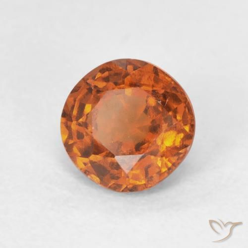 0.95 ct Orange Hessonite Garnet Stone, Natural Hessonite Garnet in Round Facet Shape for Sale
