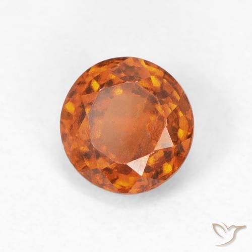 0.92 ct Orange Hessonite Garnet Stone, Natural Hessonite Garnet in Round Facet Shape for Sale