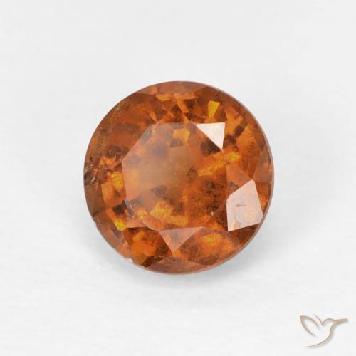 0.94 ct Orange Hessonite Garnet Stone, Natural Hessonite Garnet in Round Facet Shape for Sale