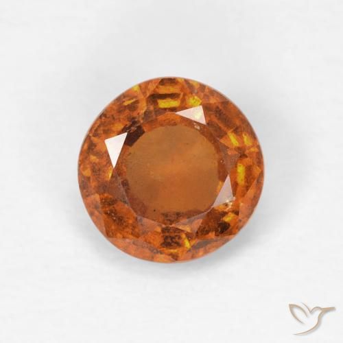 0.83ct Natural Medium Dark-Orange Hessonite Garnet, Round, VS