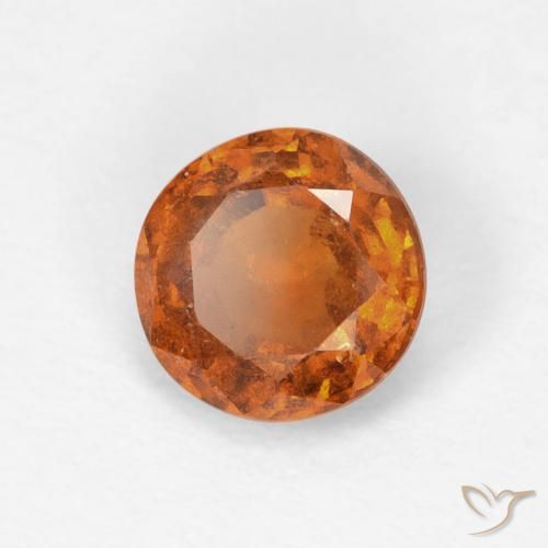 0.83 ct Orange Hessonite Garnet Stone, Natural Hessonite Garnet in Round Facet Shape for Sale