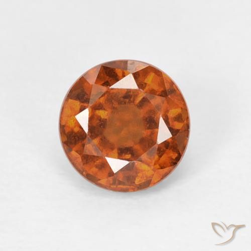 0.94ct Natural Amber Orange Hessonite Garnet, Round, VS