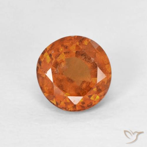 0.85ct Natural Medium Dark-Orange Hessonite Garnet, Round, VS