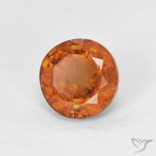 0.85 ct Orange Hessonite Garnet Stone, Natural Hessonite Garnet in Round Facet Shape for Sale