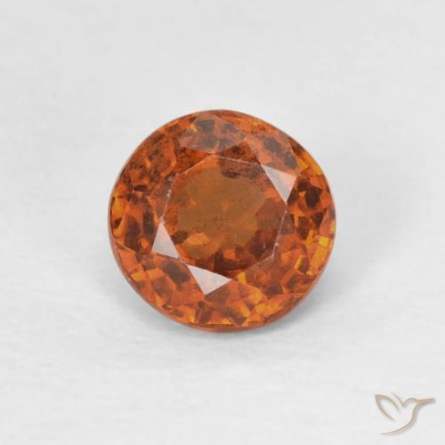 0.85ct Natural Medium Dark-Orange Hessonite Garnet, Round, VS