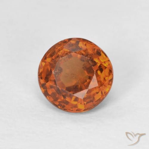 0.85 ct Orange Hessonite Garnet Stone, Natural Hessonite Garnet in Round Facet Shape for Sale