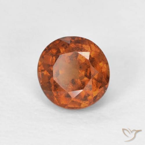 0.91 ct Orange Hessonite Garnet Stone, Natural Hessonite Garnet in Round Facet Shape for Sale