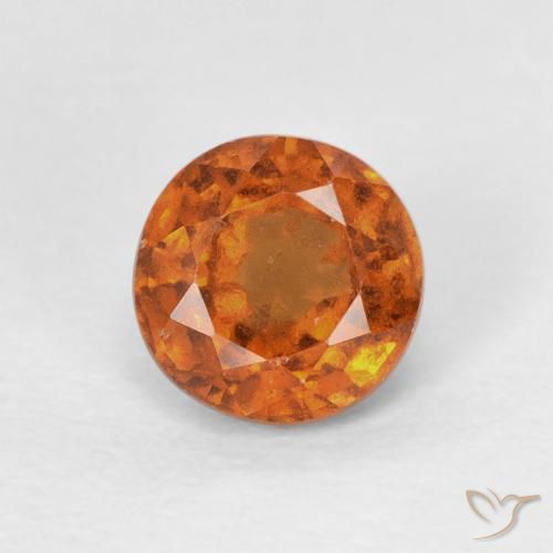 0.95ct Natural Deep Orange Hessonite Garnet, Round, VS