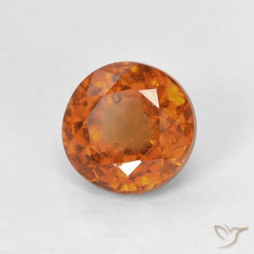 0.95 ct Orange Hessonite Garnet Stone, Natural Hessonite Garnet in Round Facet Shape for Sale