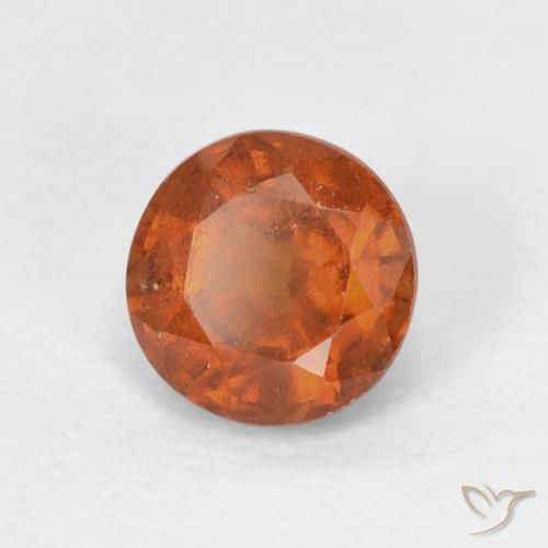 0.98 ct Orange Hessonite Garnet Stone, Natural Hessonite Garnet in Round Facet Shape for Sale