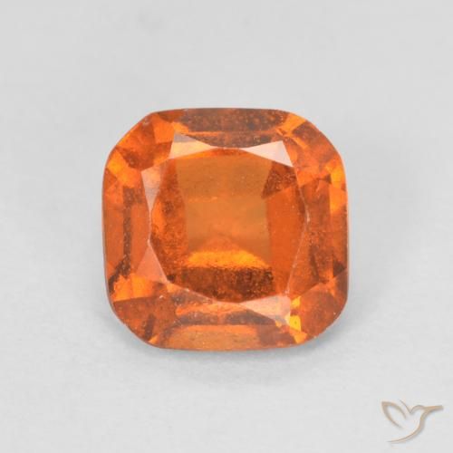 1.27ct Natural Medium Orange Hessonite Garnet, Cushion, VVS-VS