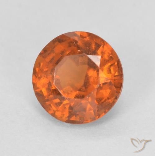0.86 ct Orange Hessonite Garnet Stone, Natural Hessonite Garnet in Round Facet Shape for Sale