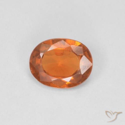 6,8 x 5,4mm ovaler oranger Hessonit-Granat aus Madagaskar, Gewicht 0,82 ct, 1 Stück Hessonit-Granat - Farbe: Tieforange, natürlicher Edelstein in VVS-VS Reinheit, Mohs-Härte von 6,5 - 7,5 Geeignet für den täglichen Gebrauch im Schmuck, Photo A