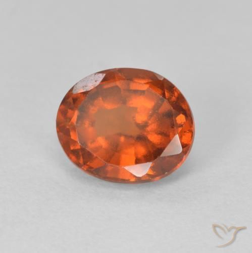 1.60 ct Orange Hessonite Garnet Stone, Natural Hessonite Garnet in Oval Facet Shape for Sale