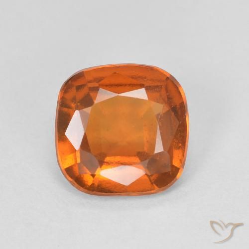 1.57ct Natural Medium Orange Hessonite Garnet, Cushion, VVS-VS