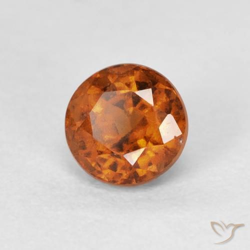 0.90 ct Orange Hessonite Garnet Stone, Natural Hessonite Garnet in Round Facet Shape for Sale