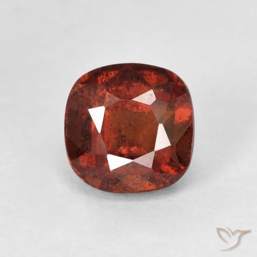 1.58ct Natural Dark Orange Hessonite Garnet, Cushion, VS