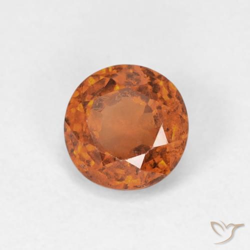 0.96 ct Orange Hessonite Garnet Stone, Natural Hessonite Garnet in Round Facet Shape for Sale