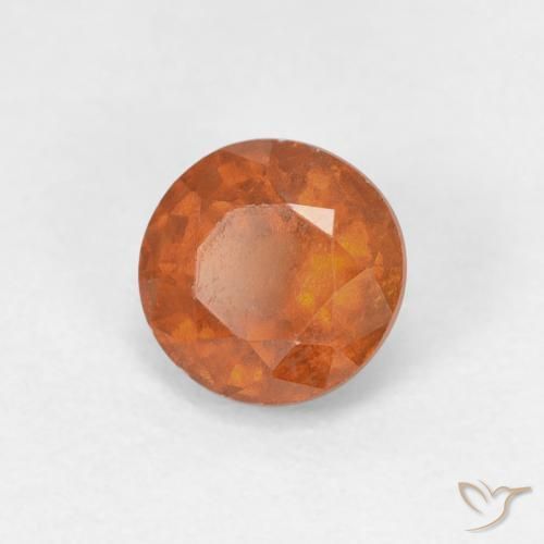 1.09 ct Orange Hessonite Garnet Stone, Natural Hessonite Garnet in Round Facet Shape for Sale