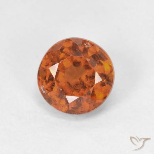 1.1 ct Orange Hessonite Garnet, 5.8 mm Round Cut From Madagascar, Photo A